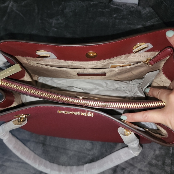 MK Teagan Dark Cherry long drop satchel leather - Picture 4 of 6